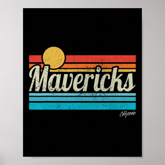 Mavericks California Retro Sunset Surf Trip I Love Poster (Vorne)
