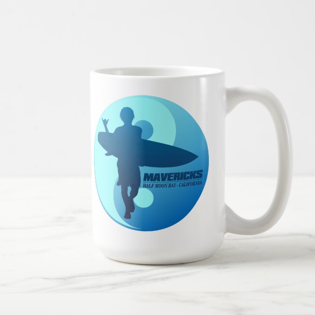 Mavericks -Half Moon Bay (blau) Kaffeetasse (Rechts)