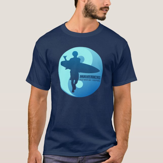 Mavericks -Half Moon Bay (blau) T-Shirt (Vorderseite)