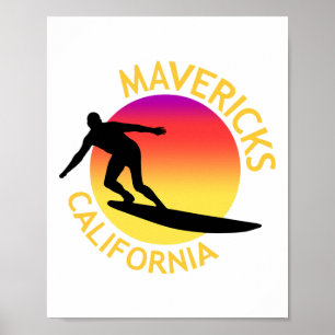 Mavericks Surfen Kalifornien Urlaub Poster
