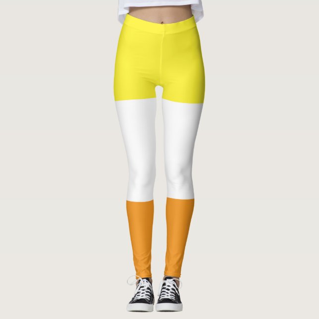 Maverique Flag Gelborange Weiße Streifen LGBT Leggings (Vorderseite)