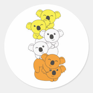 Maverique Flag Pride Lgbtq Niedlich Koala Pile Cla Runder Aufkleber