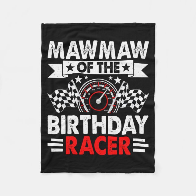 Mawmaw Of The Birthday Racer Race Car Party Family Fleecedecke (Vorderseite)