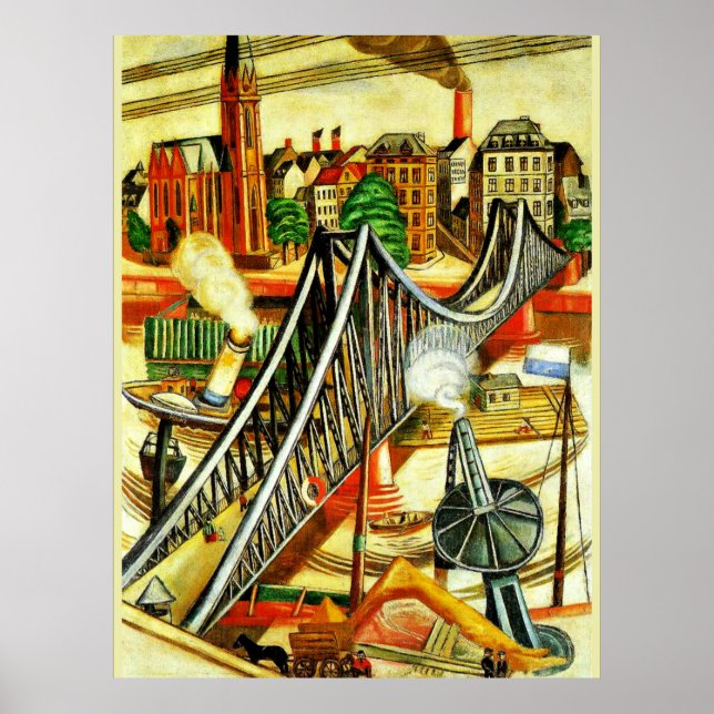 Max Beckmann - Eisenbrücke, Kunstmalerei Poster (Vorne)