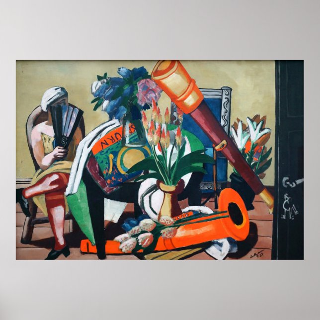 Max Beckmann - Großes Stillleben mit Fernrohr Poster (Vorne)