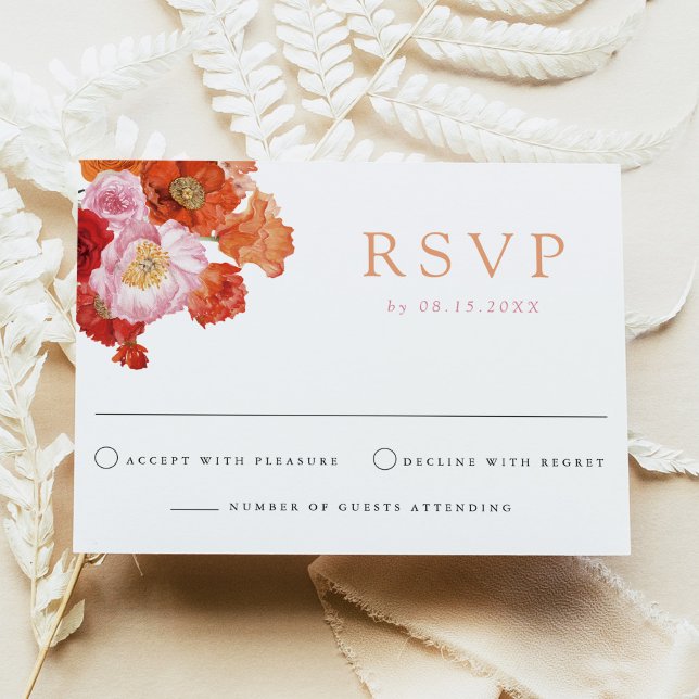 MAX Bold Fuchsia & Orange Floral RSVP Card Einladung (Von Creator hochgeladen)