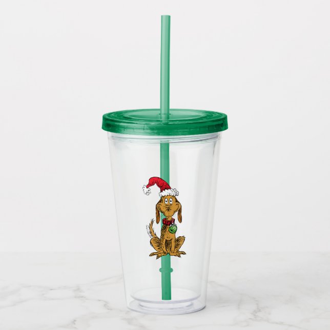 Max der Hund mit Santa-Hut Acryltrinkbecher (Vorderseite)
