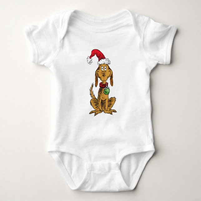 Max der Hund mit Santa-Hut Baby Strampler (Vorderseite)