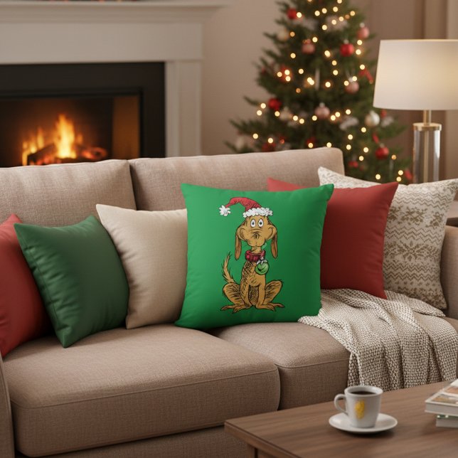 Max der Hund mit Santa-Hut Kissen (Von Creator hochgeladen)