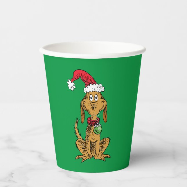 Max der Hund mit Santa-Hut Pappbecher (Vorderseite)