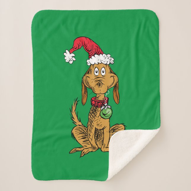 Max der Hund mit Santa-Hut Sherpadecke (Vorderseite)