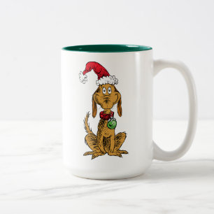 Max der Hund mit Santa-Hut Zweifarbige Tasse