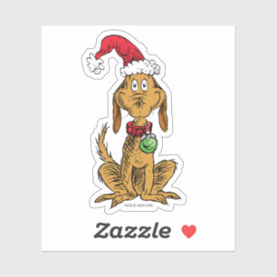 Max der Hund mit Weihnachtsmannmütze Aufkleber
