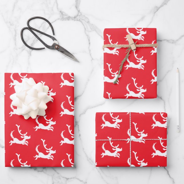 Max die Rentier-Silhouette Geschenkpapier Set (Vorderseite)