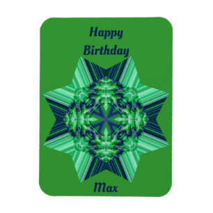 MAX Green Blue Geburtstagskarte Octagonale Star ~ Magnet