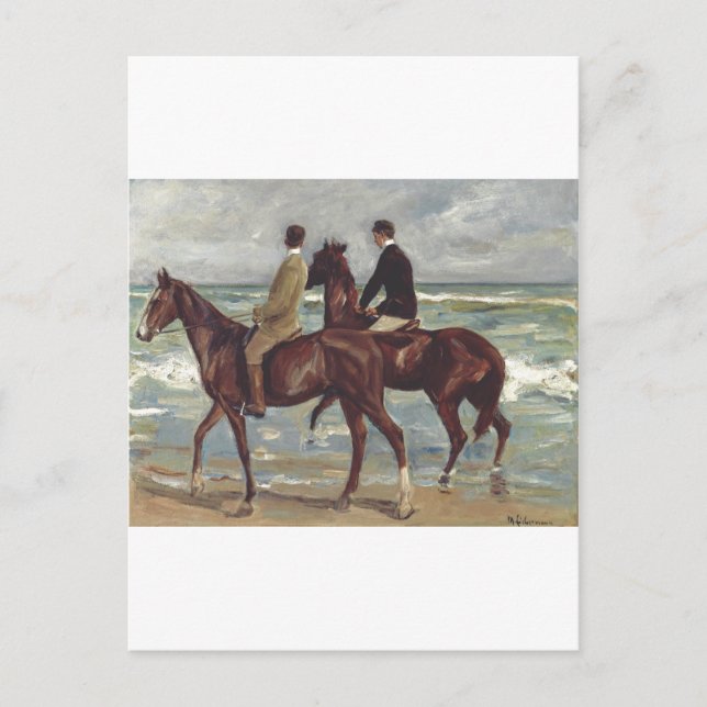 Max Liebermann: Zwei Reiter am Strand Kunst Postkarte (Vorderseite)