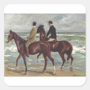 Max Liebermann: Zwei Reiter am Strand Kunst Quadratischer Aufkleber