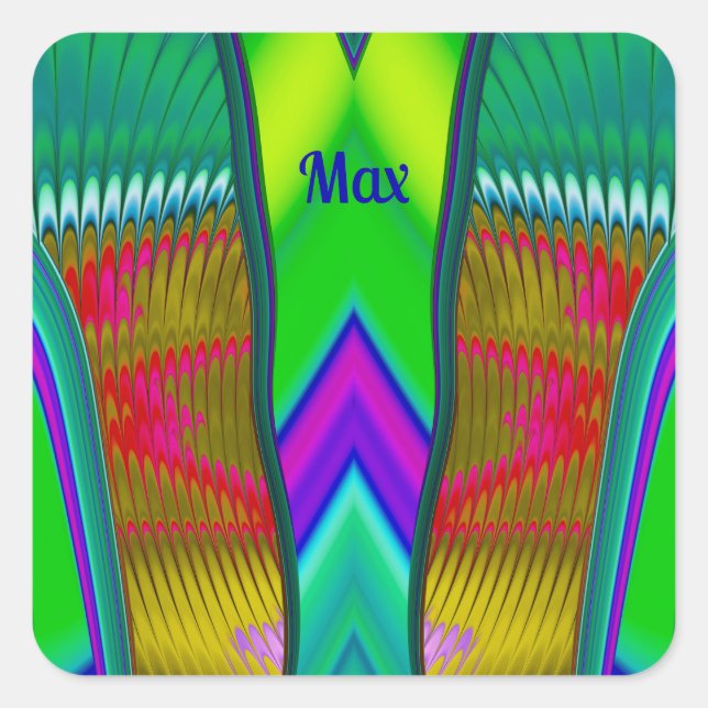 MAX ~ Multicologe 3D ~ Quadratischer Aufkleber (Vorderseite)