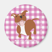 Max | Rosa Gingham, 2¼ Zoll, rund Magnet