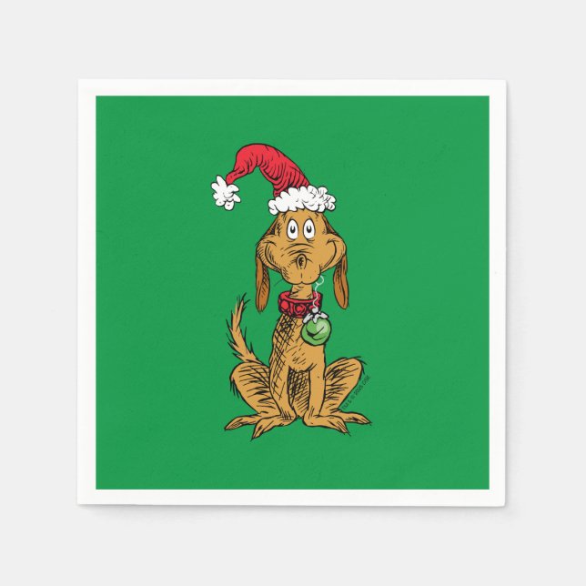 Max the Dog in Santa Hat Serviette (Vorderseite)