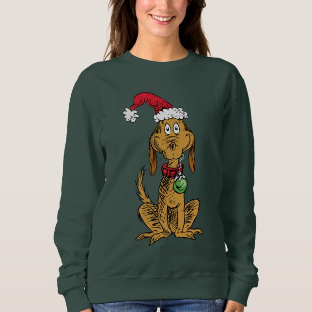 Max the Dog in Santa Hat Sweatshirt (Vorderseite)