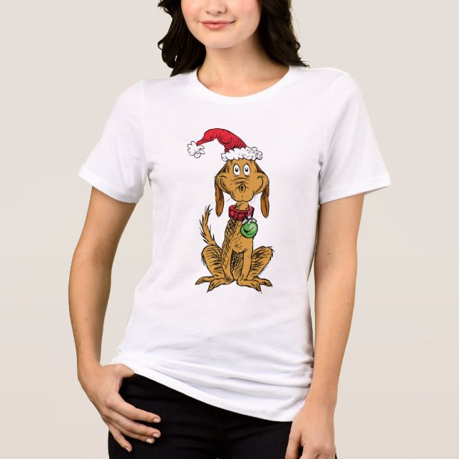 Max the Dog in Santa Hat Tri-Blend Shirt (Vorderseite)