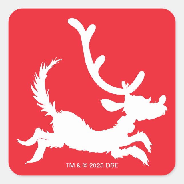 Max the Reindeer Silhouette Quadratischer Aufkleber (Vorderseite)