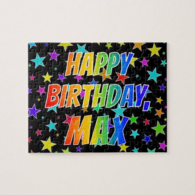 "MAX" Vorname, Spaß "GLÜCKLICHER GEBURTSTAG" Puzzle (Horizontal)