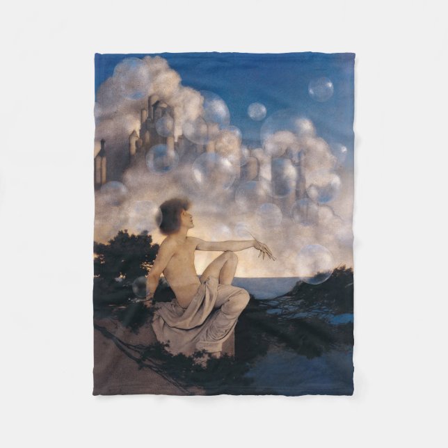 Maxfield Parrish Luftschlösser 1904 Vintage Fantas Fleecedecke (Vorderseite)