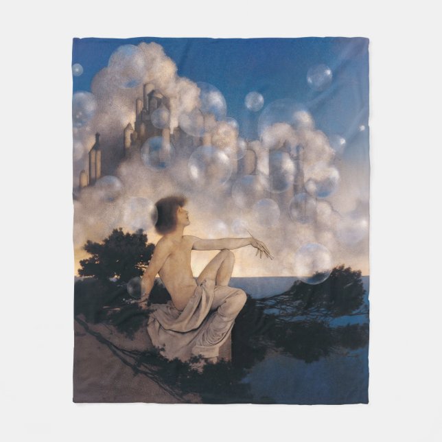 Maxfield Parrish Luftschlösser 1904 Vintage Fantas Fleecedecke (Vorderseite)