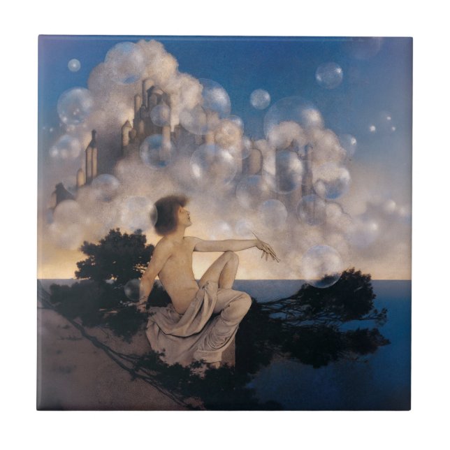 Maxfield Parrish Luftschlösser 1904 Vintage Fantas Fliese (Vorderseite)