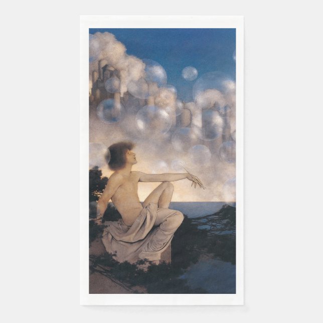 Maxfield Parrish Luftschlösser 1904 Vintage Fantas Serviette (Vorderseite)