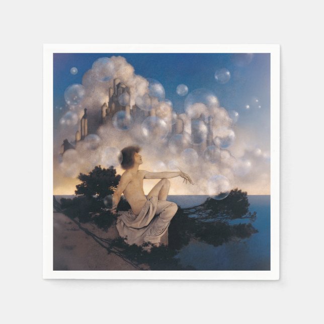 Maxfield Parrish Luftschlösser 1904 Vintage Fantas Serviette (Vorderseite)