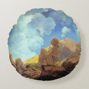 Maxfield Parrish Morgen 1922 Wolken Blau Fine Art Rundes Kissen