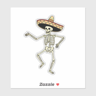 Maxican Dancing Skelett mit Sombrero Aufkleber