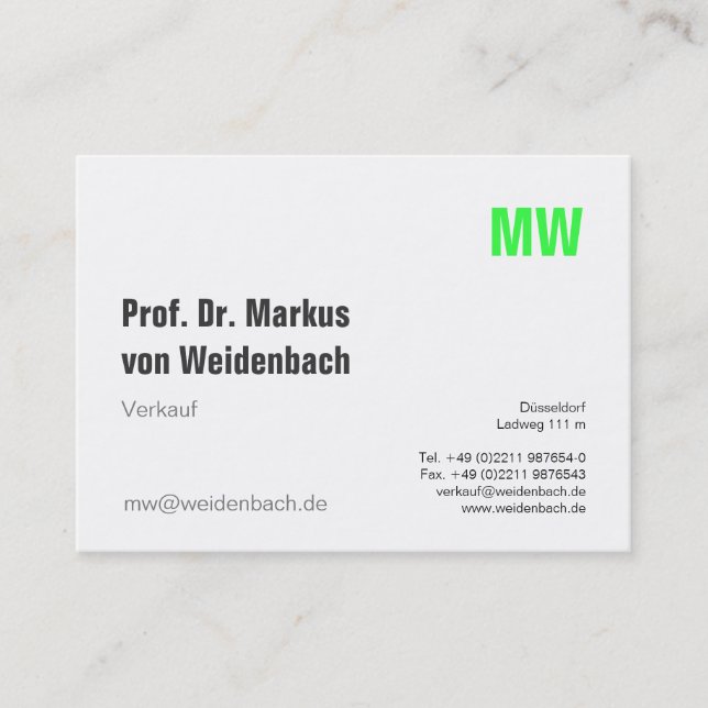 Maximal Elegant grün Visitenkarte (Vorderseite)