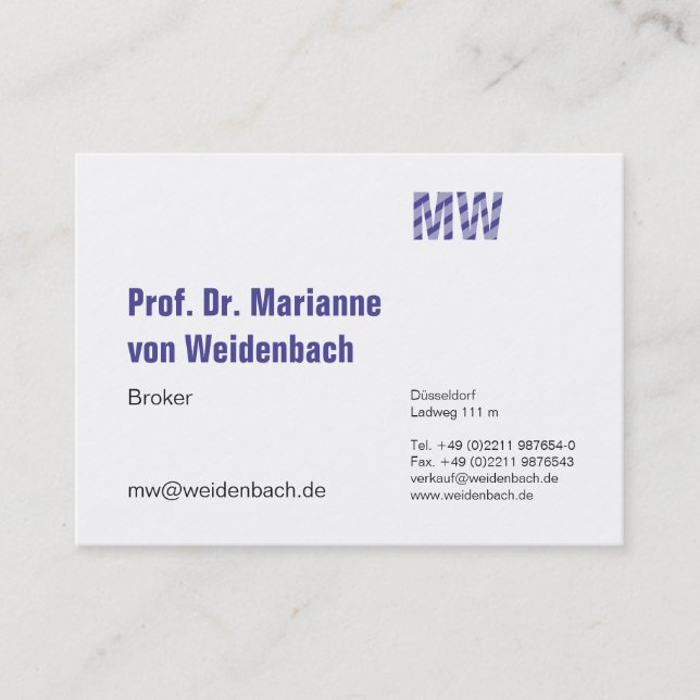 Maximal elegant weitgehend visitenkarte (Vorderseite)