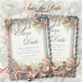 Maximal Save the Date Vintage Blumenschrift Einladung
