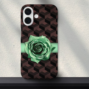 Maximaler Fall für moderne geometrische Rose Retro iPhone 16 Hülle