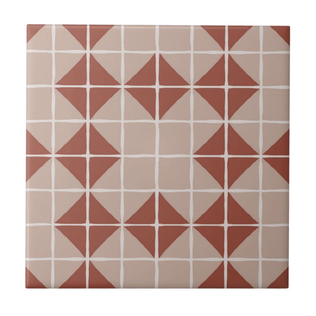 Maximales geometrisches Muster (Terracotta) Fliese (Vorderseite)