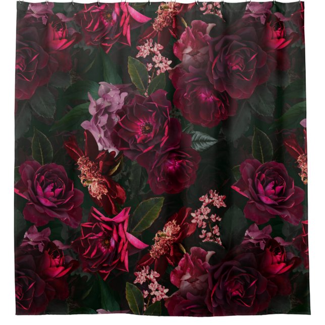 Maximalism Real Moody Rose Florals Duschvorhang (Vorderseite)