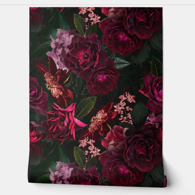 Maximalism Real Moody Rose Florals Wallpaper Tapete (Abrollen)