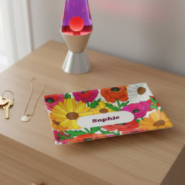 Maximalism Retro 70s Floral Pattern Personalized Dekoschale