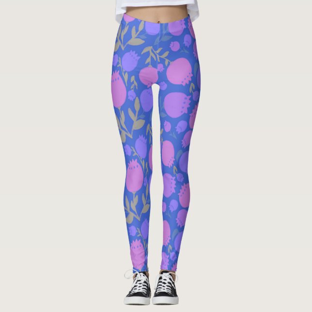 Maximalismus große moderne Heidelbeeren Leggings (Vorderseite)