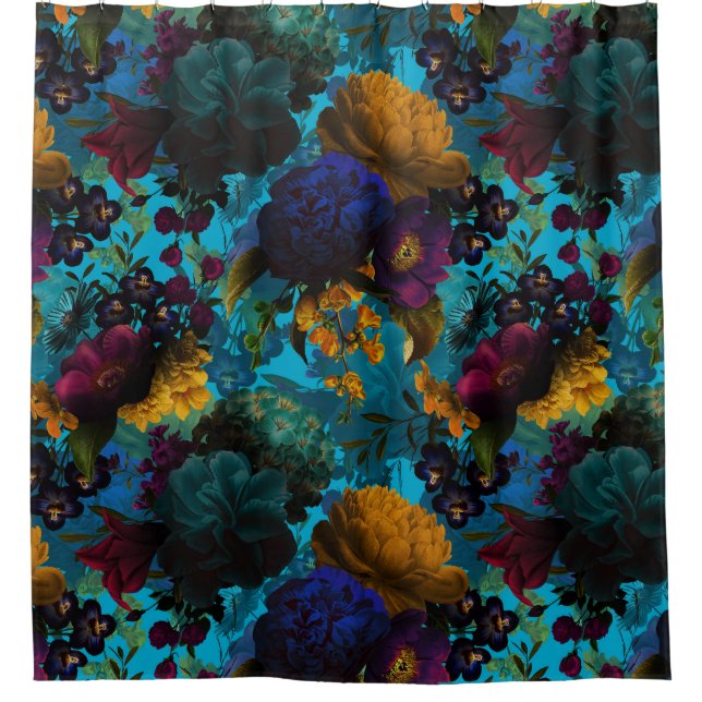 Maximalismus Mystic Bold Moody Florals Duschvorhang (Vorderseite)