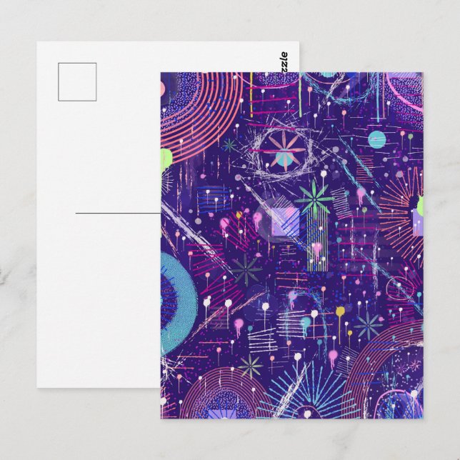 Maximalist Abstract on Purple Postkarte (Vorne/Hinten)