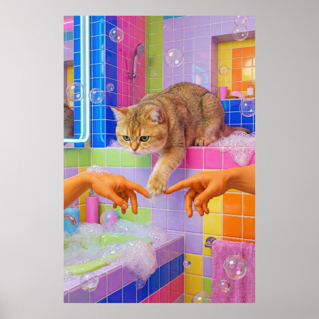 Maximalist Bathroom Wall Art, British shorthair Poster (Vorne)
