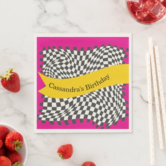 Maximalist Birthday Checkered farbenfroh Serviette (Beispiel)