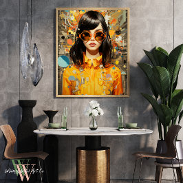Maximalist Bold Colorful Frauenportrait Poster