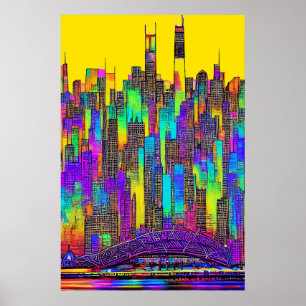 Maximalist Chicago Skyline Poster